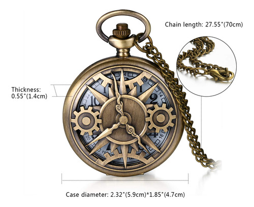 Reloj De Bolsillo Lancardo Half Hunter Bronce Cuarzo Color