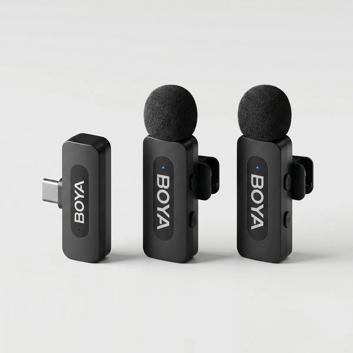 Kit 2 micrófonos Inalámbricos BOYA BY-V20 USB-C Para Celular 2.4GHz Ultra Compacto