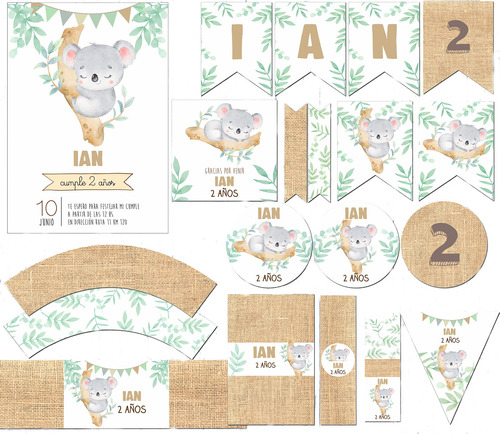 Kit Imprimible Baby Osito Koala Textos Editables