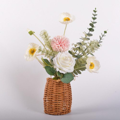 Canasta De Flores Tejida A Mano Cesta Colgante Basquero De