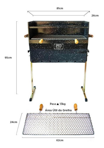 Churrasqueira Apolo Espetinho Média Esmaltada - Weber