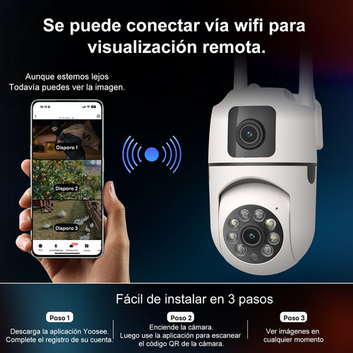 Cámara De Seguridad Wifi Exterior 8MP Doble Lente con Alarma Security Camera Surveillance Dual Screen Auto Tracking Full Color Outdoor IP Cameras 8x Zoom color Banco