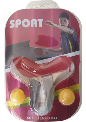 Set Paletas Ping Pong Sport Table + 2 Pelotas - Olivos