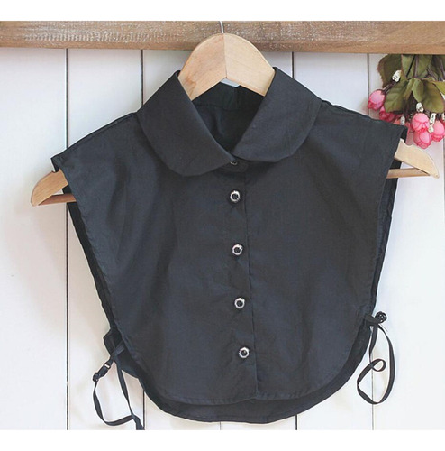 .. Cuello Falso De Camisa De Algodón Mitad Blusa Con Correa