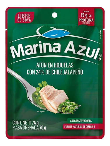 Nuevo 8 Pza Lomo De AtĂșn Azul Aleta Amarilla Con Chile Jala
