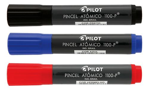 Kit Marcador Pincel Atômico Canetão Pilot 1100-p 3 Cores