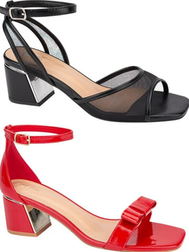 Sandalias Kit De 2 Pares! Rojo Y Negro De Moda 463 Dama,