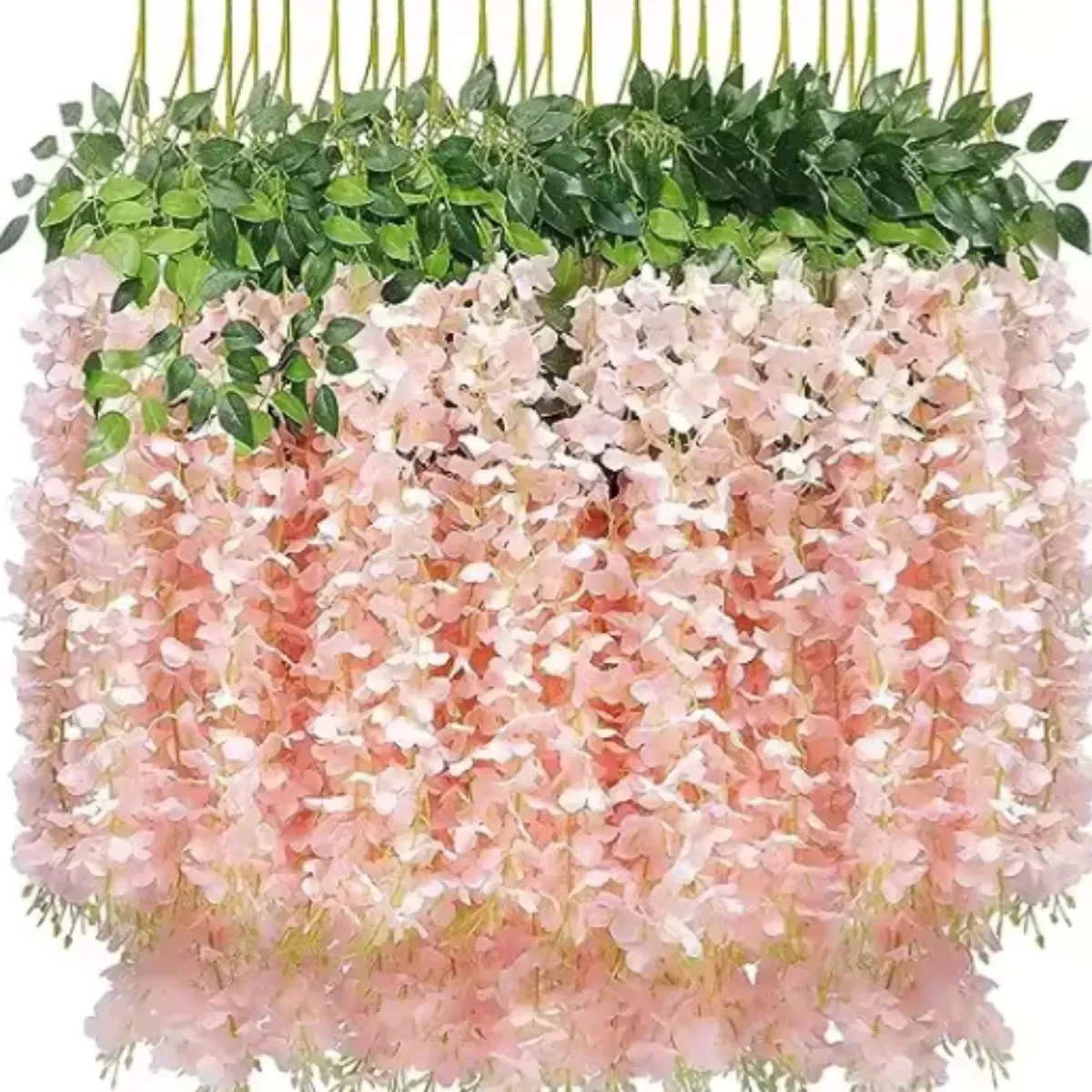 12 Pendentes Cerejeira Flor 36 Galhos Trepadeira Decoração Rosa-claro