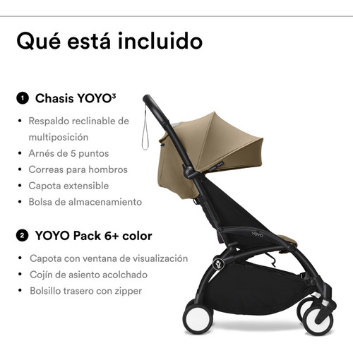 Babyzen Carriola Yoyo2 Chasis Negro Y Color Pack 6+ (taupe) Dorado Oscuro Negro (Usado)