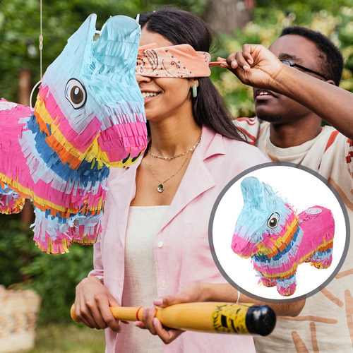 Decoración De Piñata Con Forma De Burro Arcoíris Para Niños