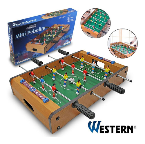 Mini Pebolim Totó Futebol De Mesa 10x31x51cm Bolas E Placar