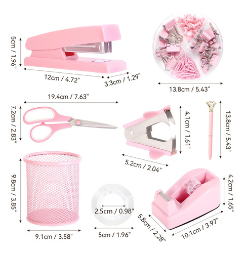 Accesorios De Escritorio De Color Rosa Jgo Suministros De Of