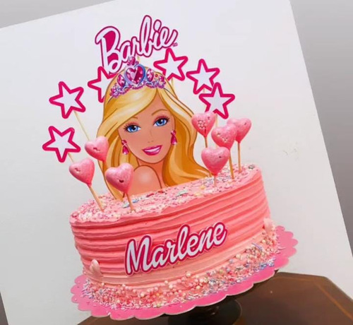 Topper Adorno  Torta Impreso Personalizad Con Polyfan Barbie