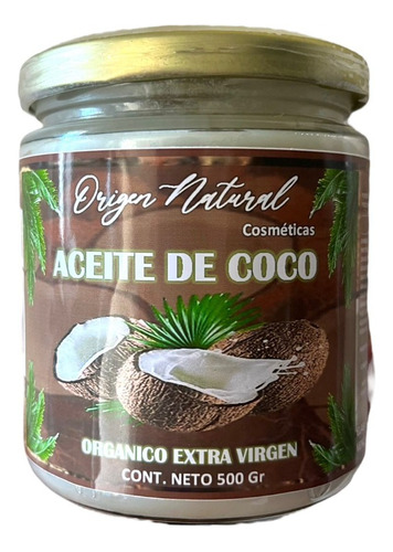 Aceite De Coco 100% Orgánico Extra Virgen, 500 Gramos