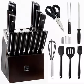 Set Juego Cuchillos 25 Piezas Cocina Acero Profesional !! Color Negro