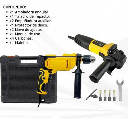 Set Amoladora Angular 780w Taladro De Impacto 850w Estuche