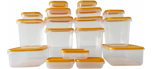 Set 17 Tuppers Contenedores De Alimentos Multitamaño Colores Naranja