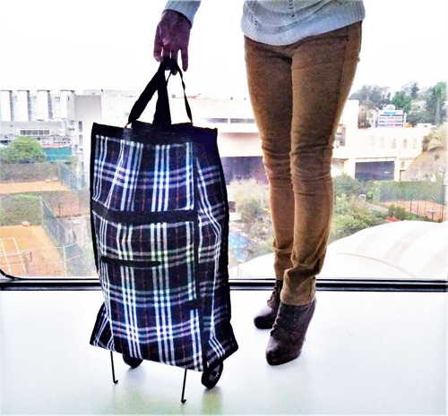 Bolsa Plegable De Mandado Con Ruedas Color Azul marino