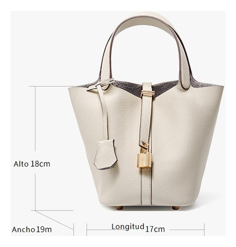 2024 Nuevo Bolso Cuero Genuino Bolso Tipo Cubo Piel Vaca