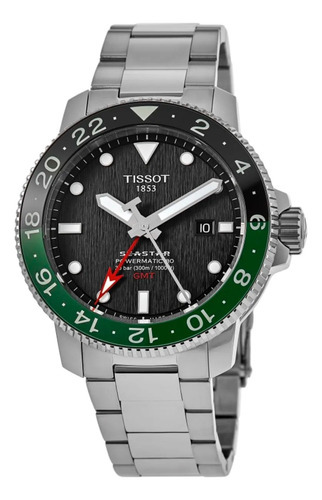 Relogio Tissot T120.429.11.051.01 Seastar 1000 Gmt Automatic Cor da correia Prateado