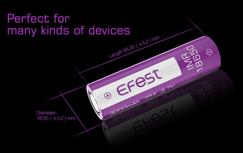 Imagen 4 de 6 de 2 X Bateria Imr 18650 Efest 3.7v 3000mah 35a Original