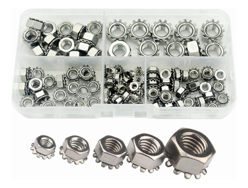 Elantek Kit Surtido De Tuercas De Bloqueo M3 M4 M5 M6 M8 Mét