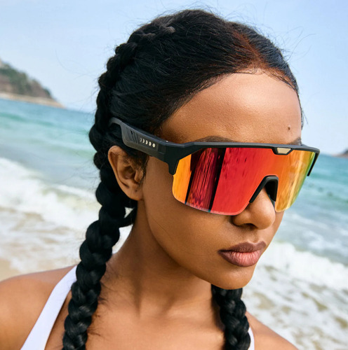 Lentes De Sol Inteligentes Chamelo Con Bluetooth Y Bocinas Music Shield Negro Rojo Negro Negro