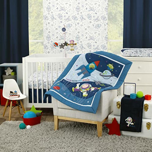 Conjunto de roupa de cama Toy Story Outta This World de 3 cores Toy Story Outta This World azul e cinza