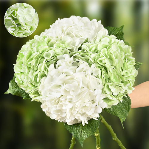 Hortensia Artificial 2 Blanca + Verd Clara S Natural Tacto