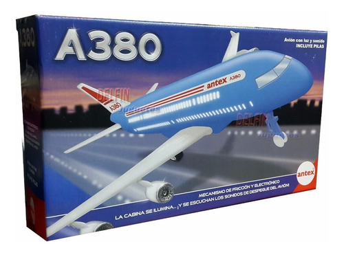 Antex Avión A380 Airbus Avión A Fricción Con Luz Sonidos Tv