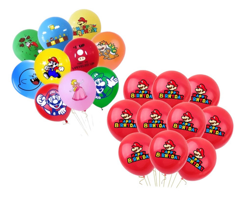 20 Globos Para Decoración Cumpleaños Diseño Infantil Mario