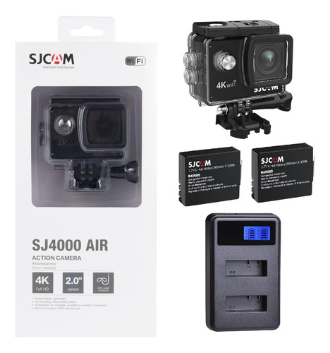 Cámara Deportiva Sjcam Sj4000 Air 4k + 2 Baterías Y Cargador