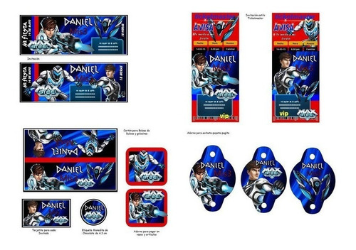Kit Imprimible Modificable Max Steel Fiesta 3x1