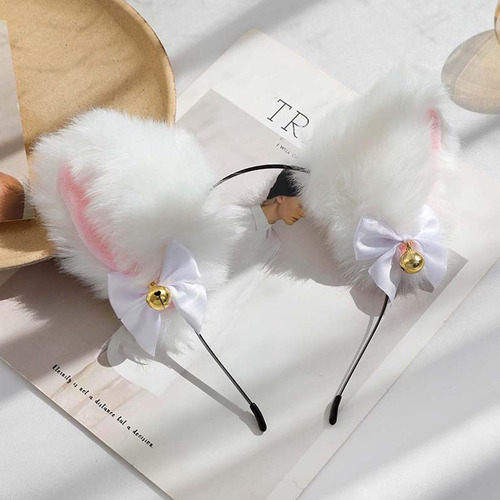 Diadema Con Orejas De Gatito De Piel Sintética Con Collar De