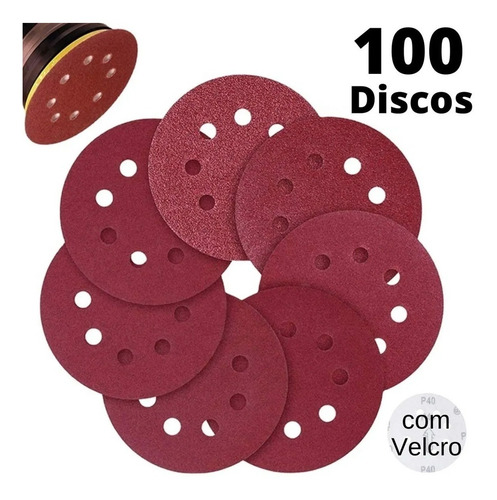 Imagem 3 de 7 de Disco Lixa Pluma 125mm 8 Furos Lixadeira Roto Orbital 100 Pç