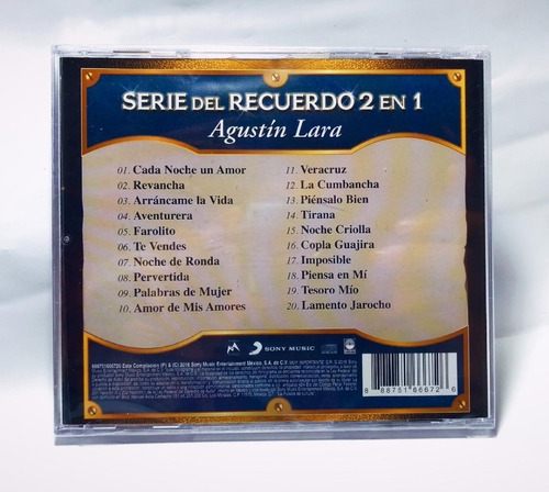 Serie Del Recuerdo Agustin Lara 2 En 1 Disco Cd