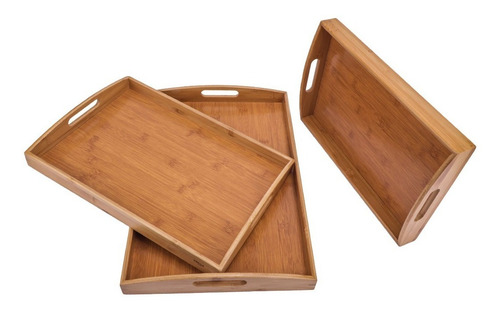 Set De 3 Bandejas De Bambú Vonne