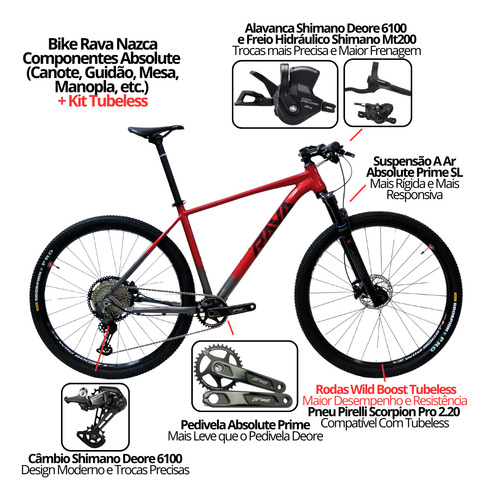 Bicicleta Rava Nazca Boost Susp. Ar Câmbio E Freio Shimano