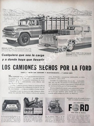 Cartel Camioneta Ford F-100 Y Camiones Mercury 1958 467