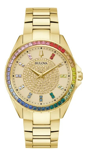 Reloj Bulova Phantom Cristales Dorado 97a179