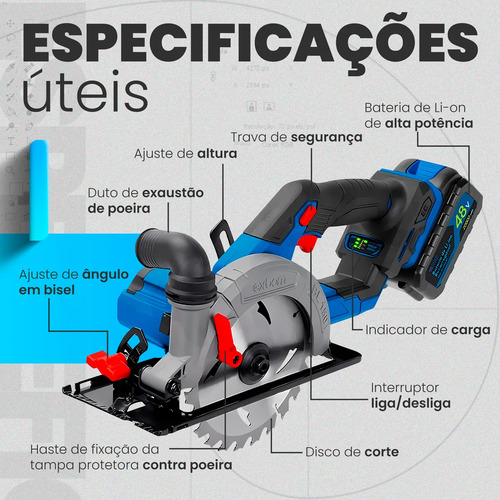 Serra Circular Profissional A Bateria C/ Motor Brushless 48v