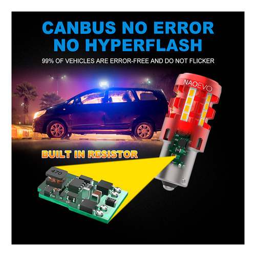 Led Señal T20 Canbus 7440 Luz Ámbar 2500lm Naoevo