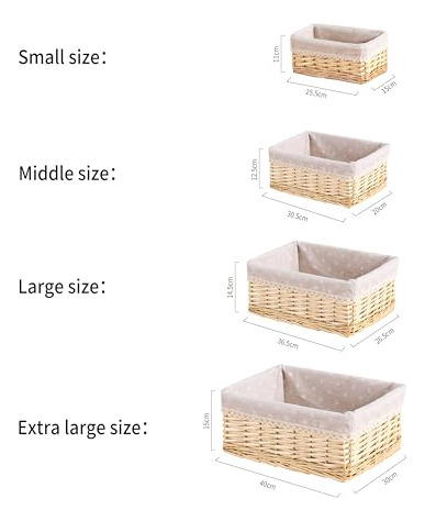 Cesta De Almacenamiento Rectangular De Mimbre Pequeño
