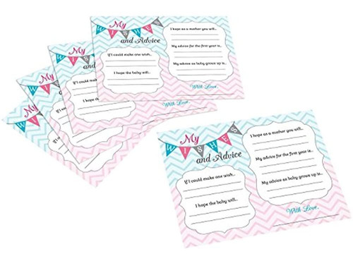 Lillian Rose Baby Gender Reveal Wishes Cards, Pink/blue/whit