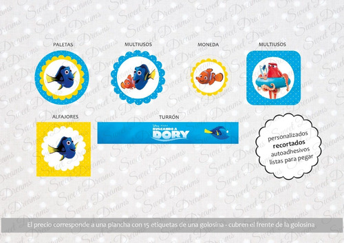 Stickers De Dory Cortados Para Candy Bar O Mesa Dulce