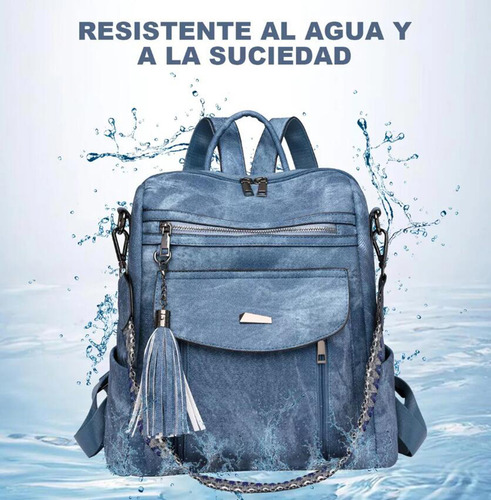 Mochilas Para Mujer Impermeable Antirrobo Pu Suave Bolso Color Marrón