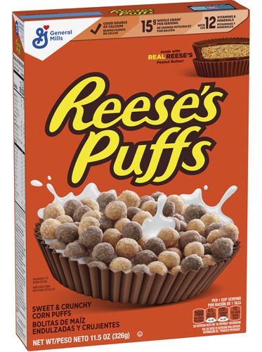 Reese's Puffs Chocolatey Peanut Butter Cereal, Kid Breakfast