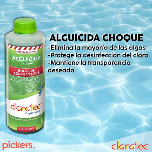Imagen 2 de 7 de Alguicida Choque Elimina Algas X 1 Litro Clorotec