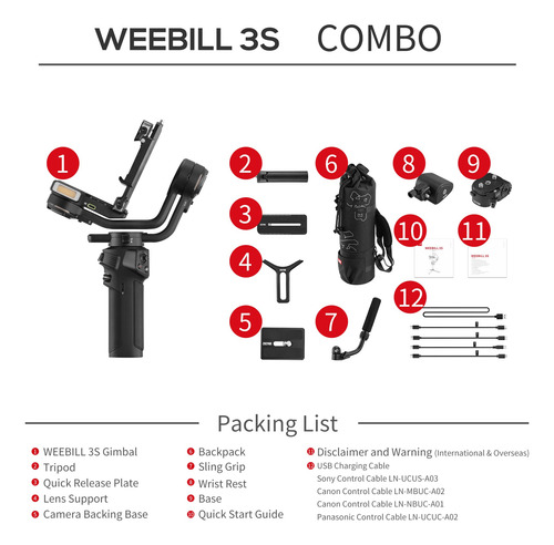 Estabilizador De Cardán Zhiyun Weebill 3s Combo Para Dslr/mi