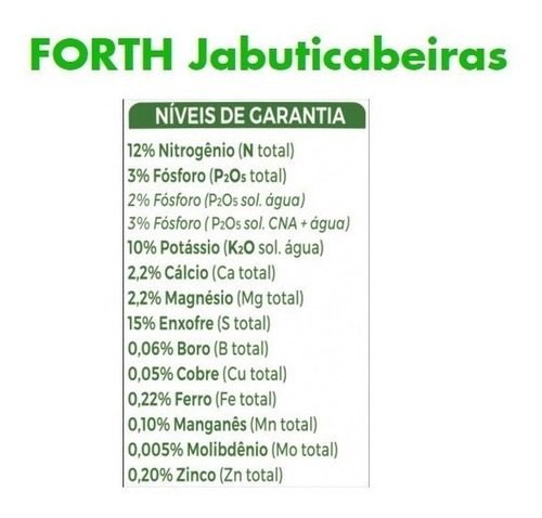 Imagem 6 de 7 de 3kg Forth Jabuticabeiras Adubo Fertilizante Jabuticaba
